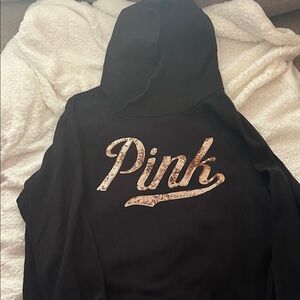 Victoria's Secret Black Hoodie with RoseGold Accents